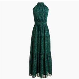 J Crew Tie Neck Tiered Maxi Dress